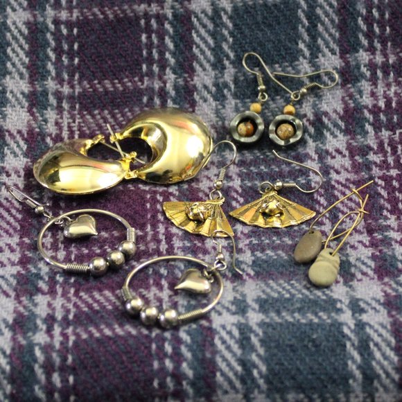 Lot of Five Pierced Earring Mixed Materials - Picture 1 of 12